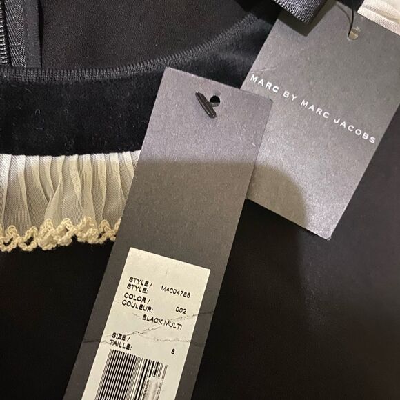 NWT Marc by Marc Jacobs SZ 8 Irving Tie Dress Velvet Chiffon Trim Whimsical Goth - Picture 11 of 16